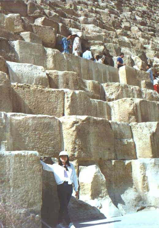 pyramid-enid.jpg; Enid is near to the entrance of the pyramid.